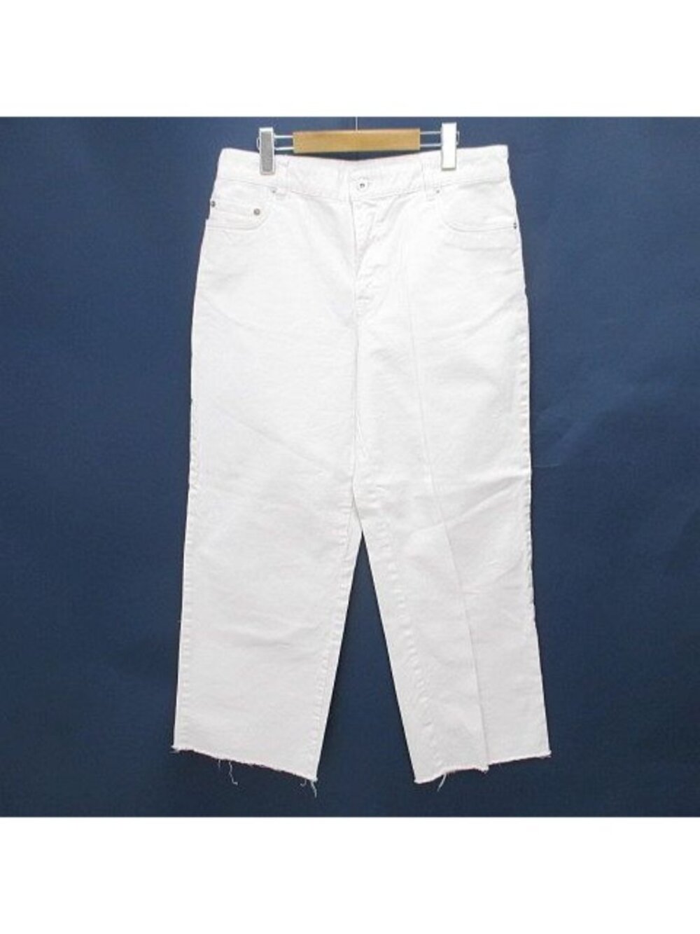 Miu Miu Denim Pants Jeans Wide Zip Fly 29 White Logo Letter Embroidery